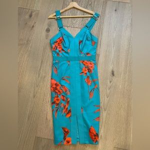 Ted baker blue floral MIDI dress